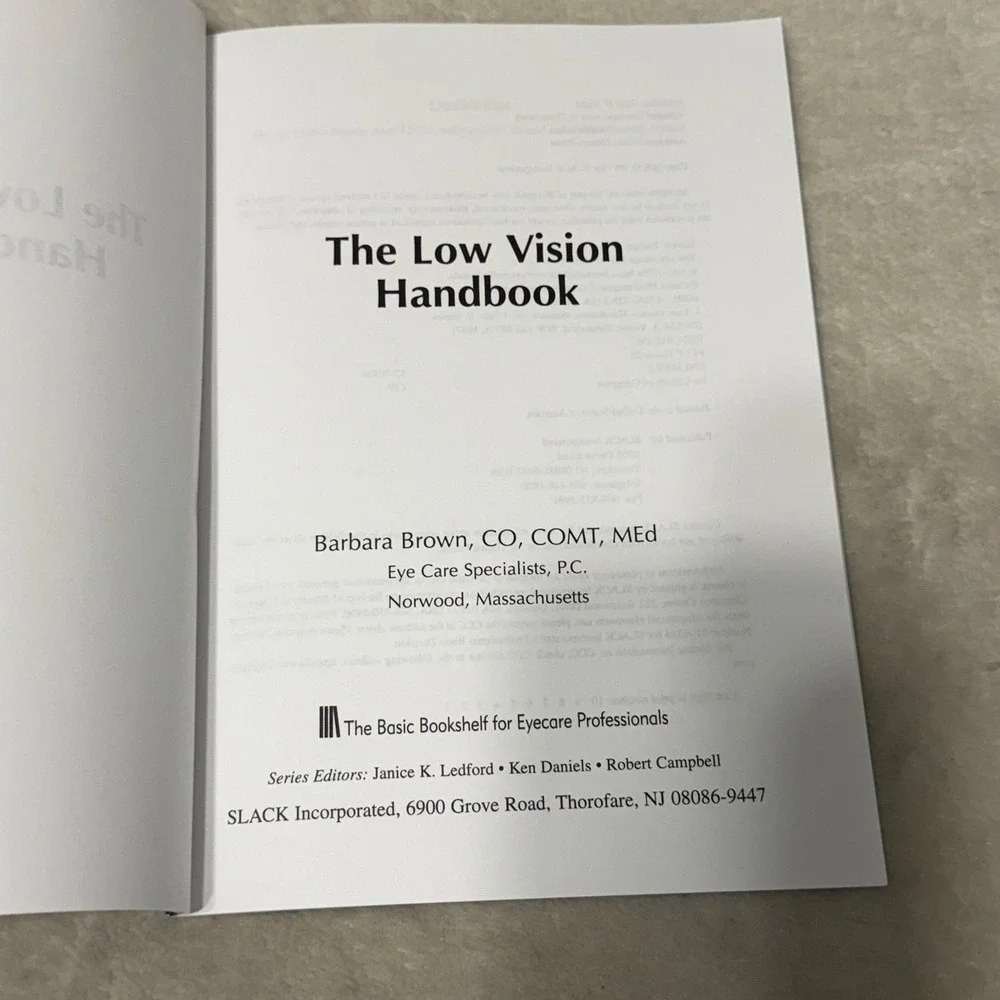 The Low Vision Handbook Barbara Brown 1997 Paperback SLACK